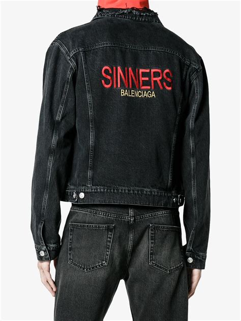 balenciaga sinners denim jacket replica|Balenciaga Sinners Denim Jacket in Black for Men .